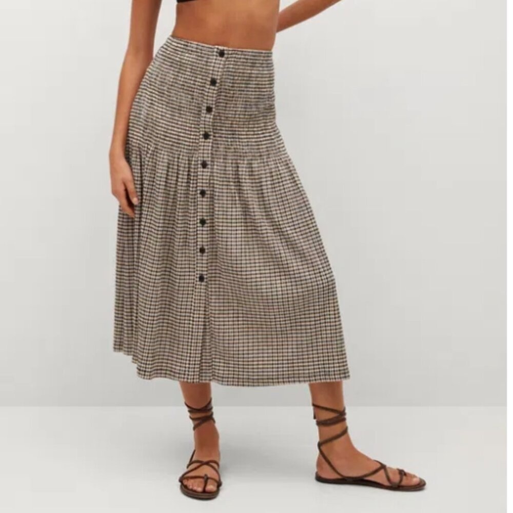 Mango Gingham Print Skirt